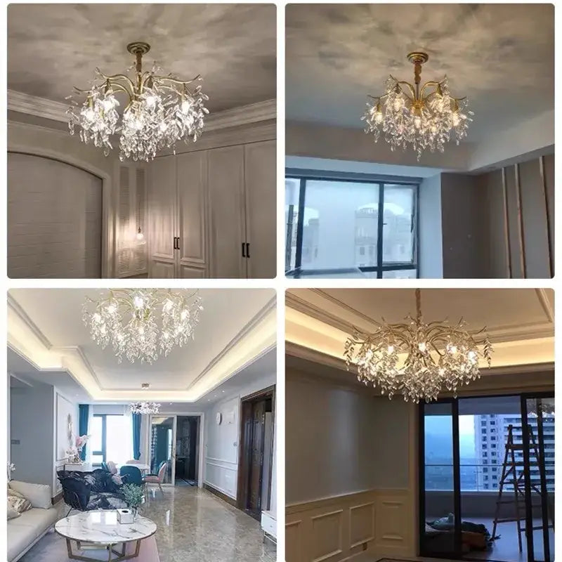 Decorbites crystal chandelier gold branch luxury living room light