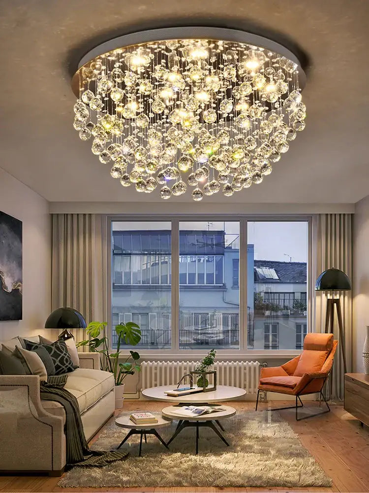 Modern decorbites crystal chandelier with glass orbs for living room