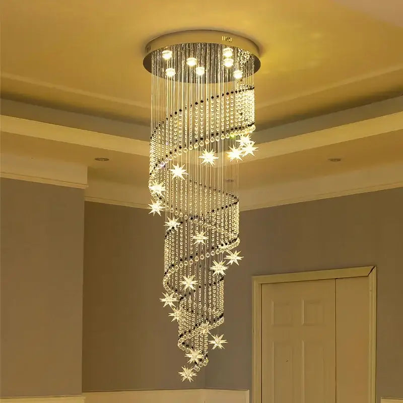 Modern spiral decorbites crystal chandelier for living room staircase