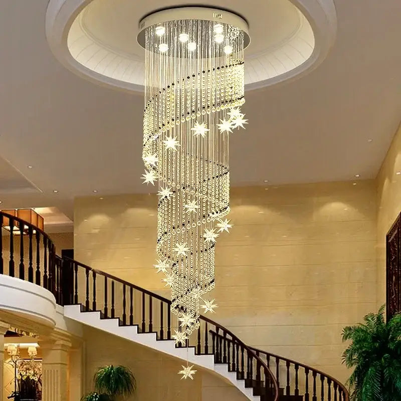 Modern spiral decorbites crystal chandelier for living room staircase