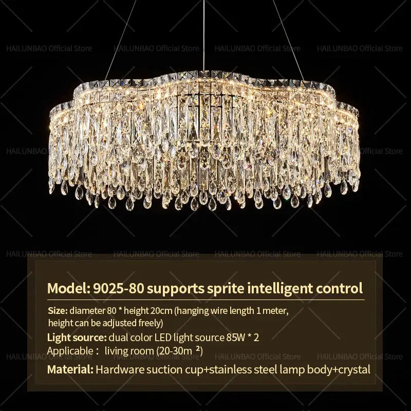 Modern luxury crystal chandelier – dining room cascading light