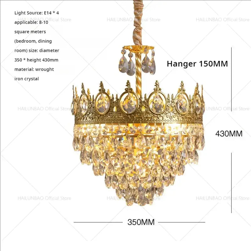 Modern golden crown decorbites crystal chandelier for dining room