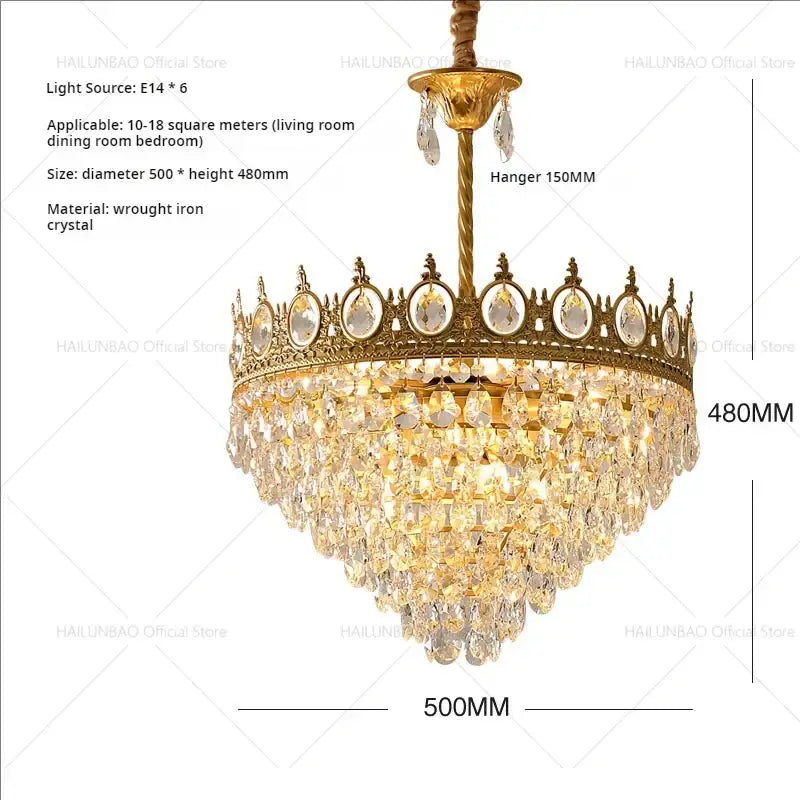 Modern golden crown decorbites crystal chandelier for dining room
