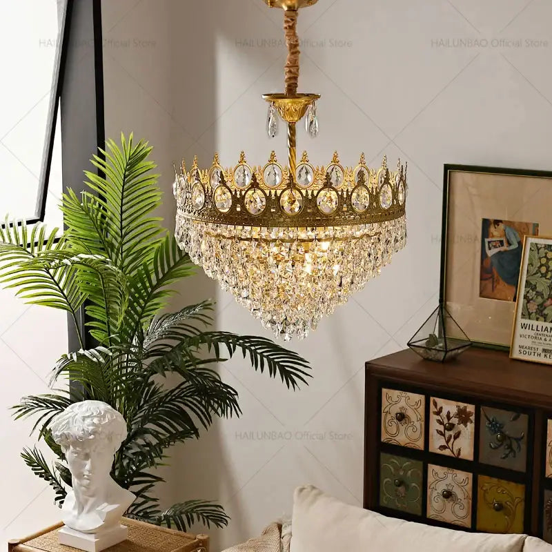 Modern golden crown decorbites crystal chandelier for dining room