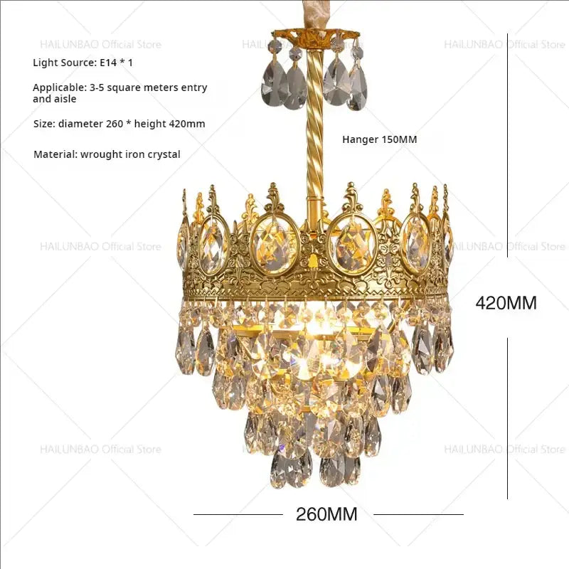 Modern golden crown decorbites crystal chandelier for dining room