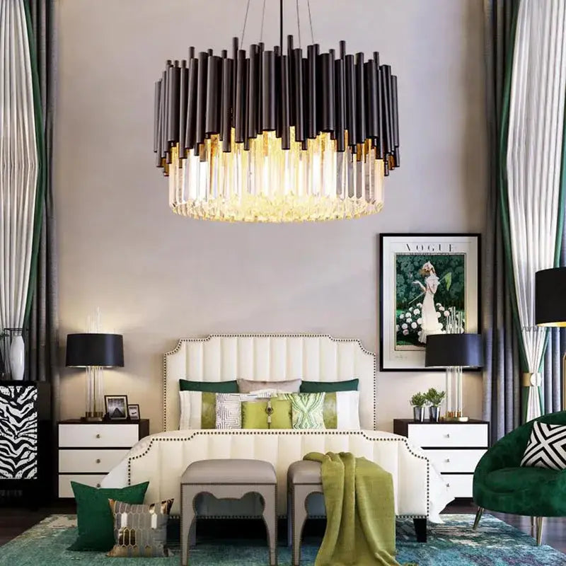 Modern black & gold decorbites crystal chandelier for bedroom