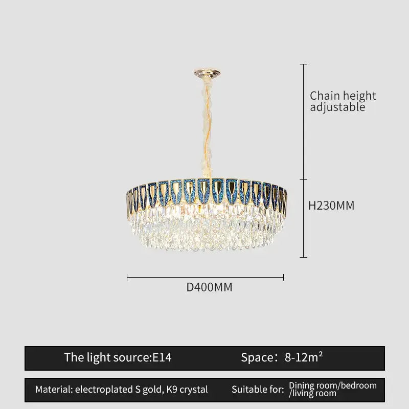 Modern blue & gold decorbites crystal chandelier dining room light