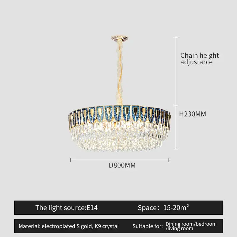 Modern blue & gold decorbites crystal chandelier dining room light