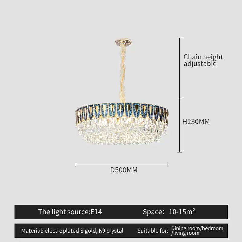 Modern blue & gold decorbites crystal chandelier dining room light