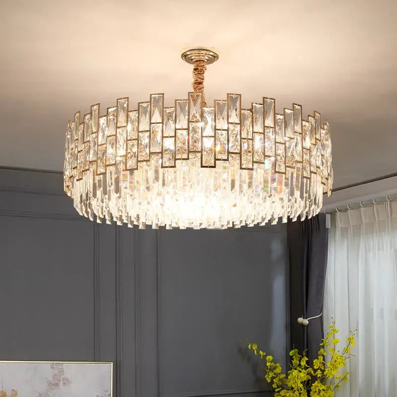 Decorbites crystal chandelier gold circular light for living room