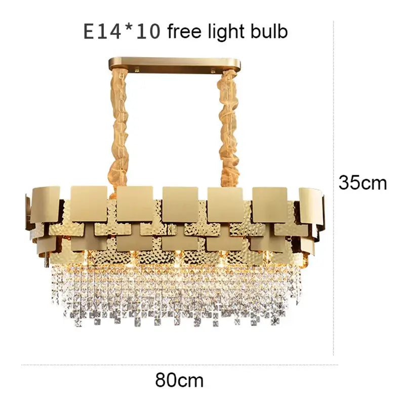 Modern gold hammered crystal chandelier for dining room
