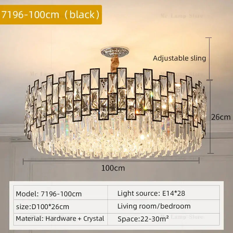 Decorbites crystal chandelier gold circular light for living room