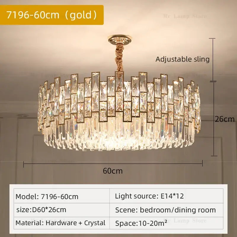 Decorbites crystal chandelier gold circular light for living room