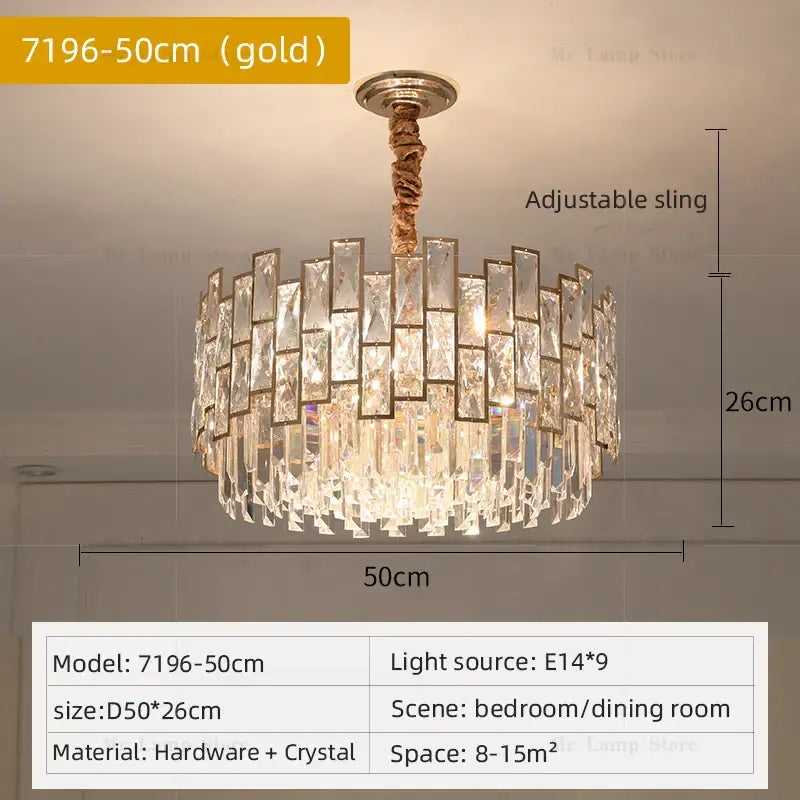 Decorbites crystal chandelier gold circular light for living room