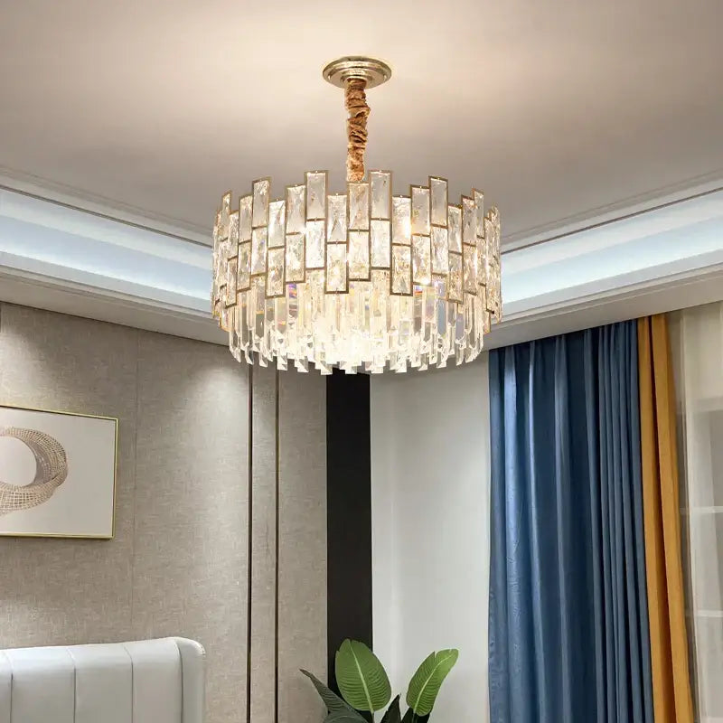 Decorbites crystal chandelier gold circular light for living room