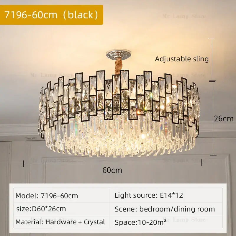 Decorbites crystal chandelier gold circular light for living room