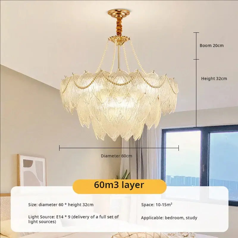 Modern gold decorbites crystal chandelier for living room glass leaf