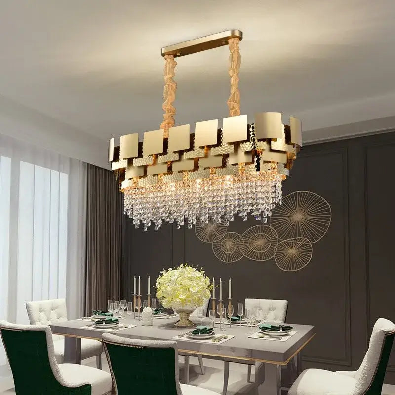 Modern gold hammered crystal chandelier for dining room