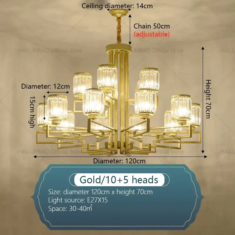 Modern gold geometric decorbites crystal chandelier living room light