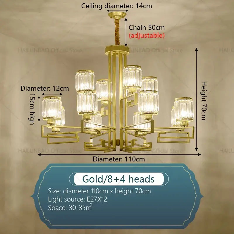 Modern gold geometric decorbites crystal chandelier living room light
