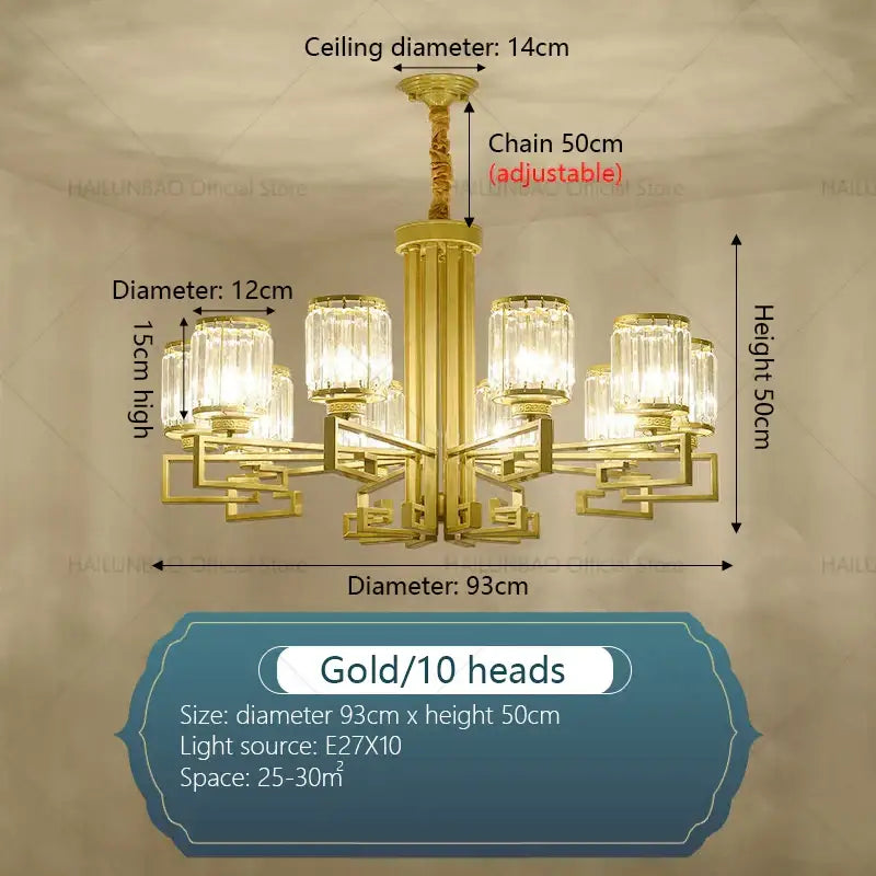 Modern gold geometric decorbites crystal chandelier living room light