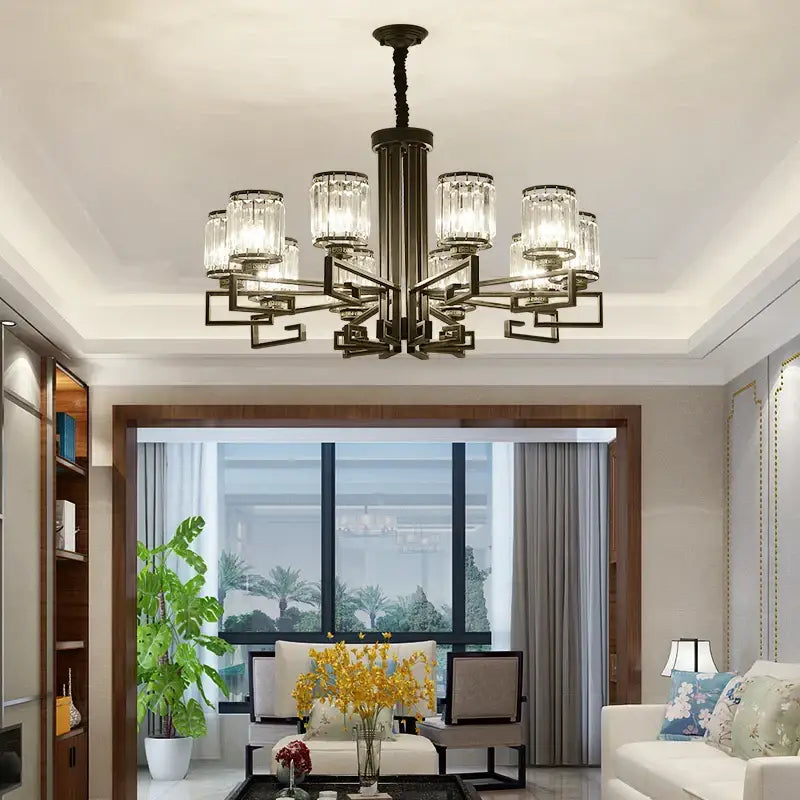 Modern gold geometric decorbites crystal chandelier living room light