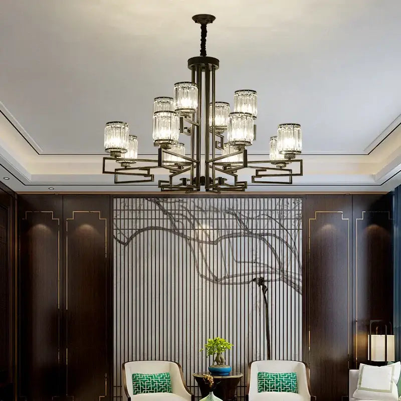Modern gold geometric decorbites crystal chandelier living room light