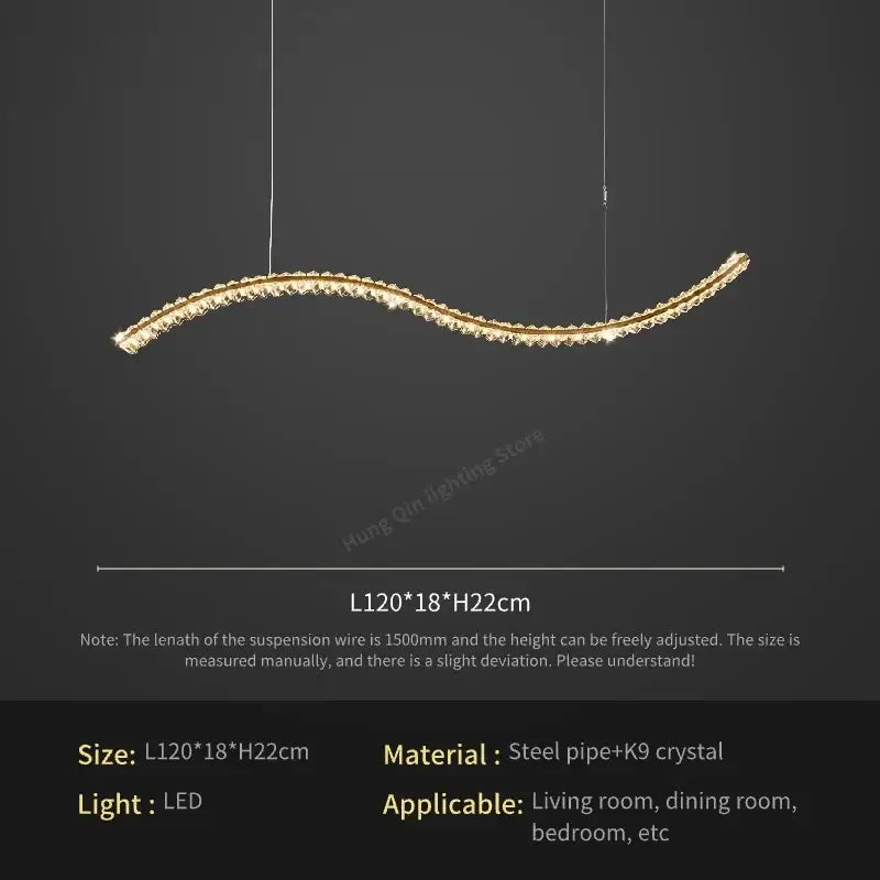 Modern gold infinity crystal chandelier pendant lamp living room