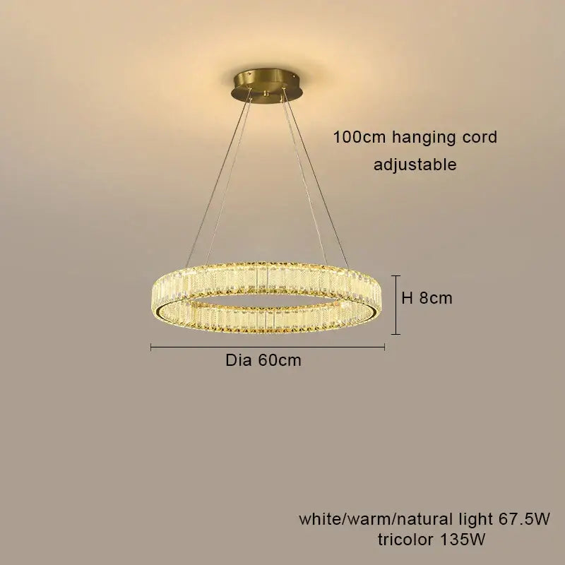 Modern gold interlocking ring decorbites crystal chandelier living room