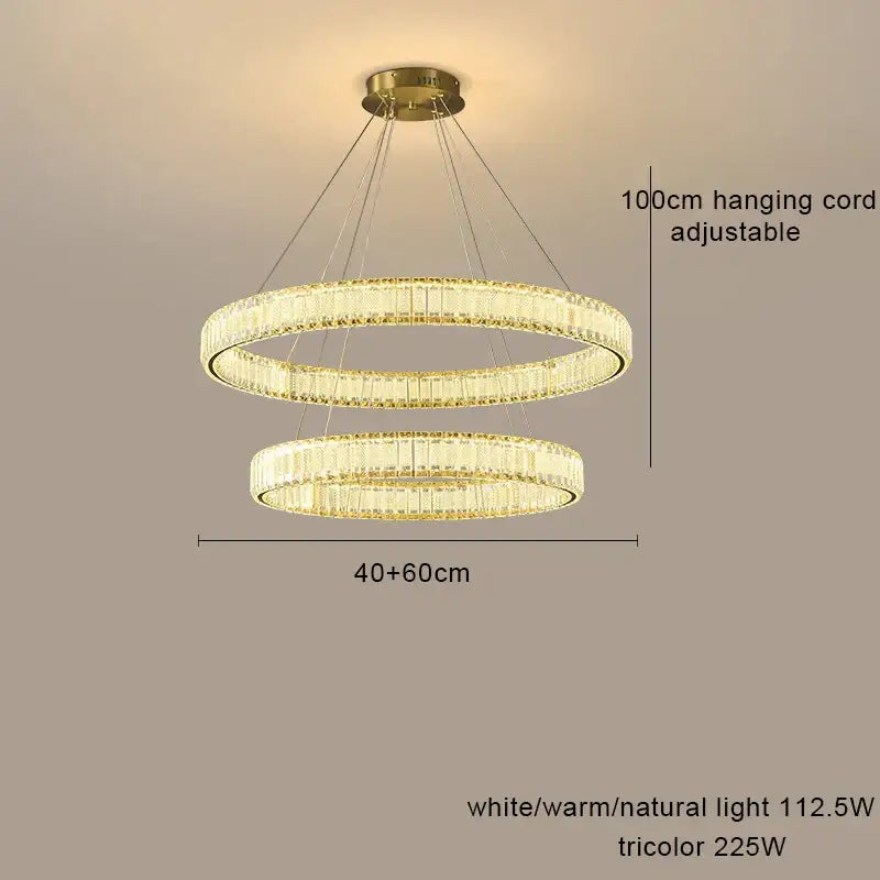 Modern gold interlocking ring decorbites crystal chandelier living room