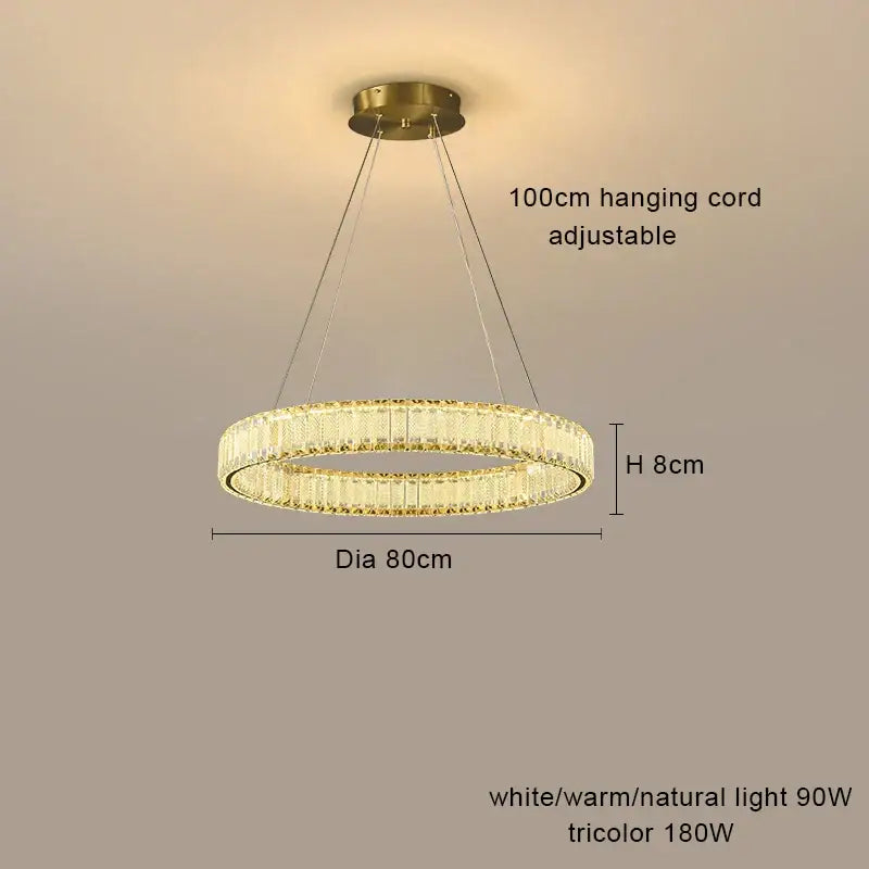 Modern gold interlocking ring decorbites crystal chandelier living room