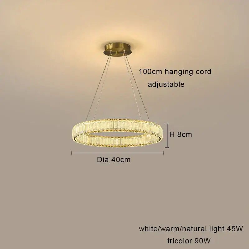 Modern gold interlocking ring decorbites crystal chandelier living room