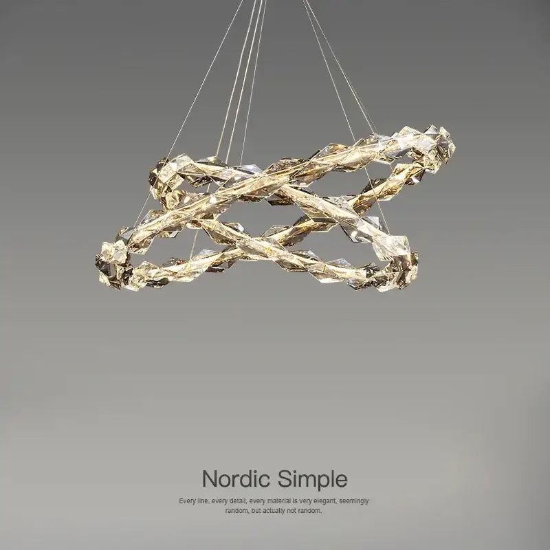 Modern gold spiral crystal chandelier pendant light dining room