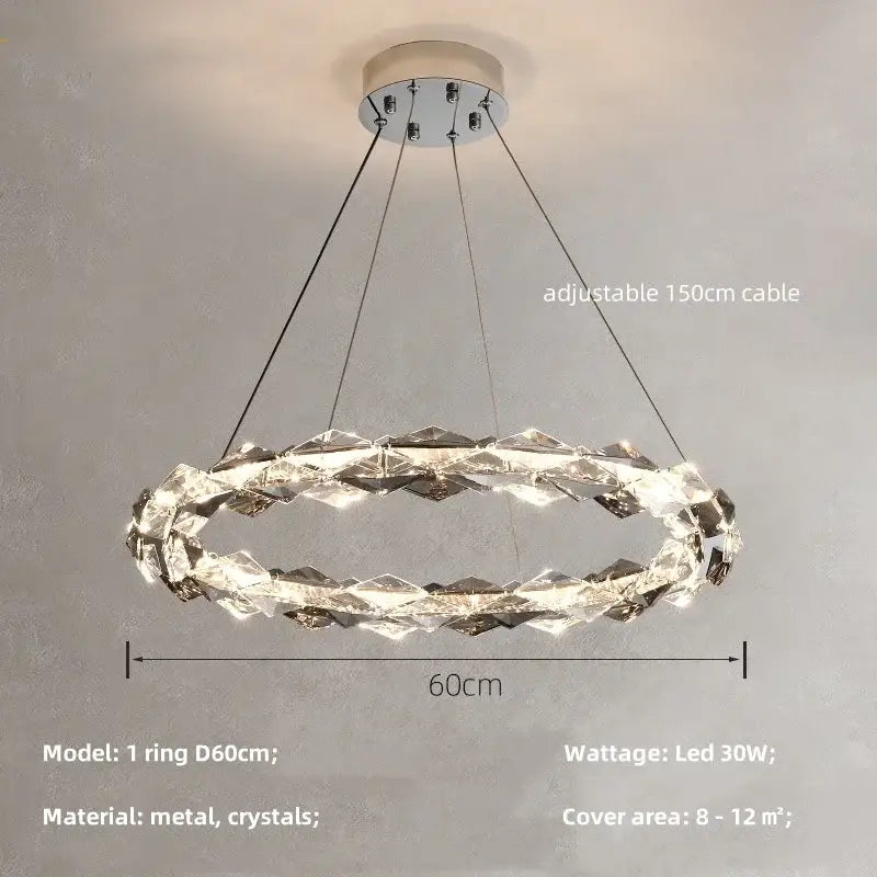 Modern gold spiral crystal chandelier pendant light dining room