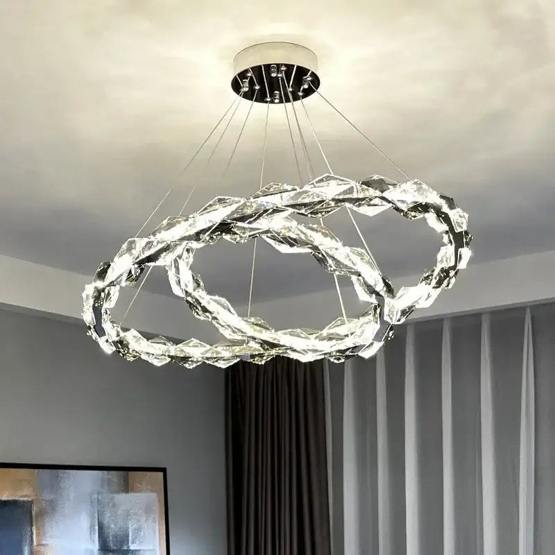 Modern gold spiral crystal chandelier pendant light dining room