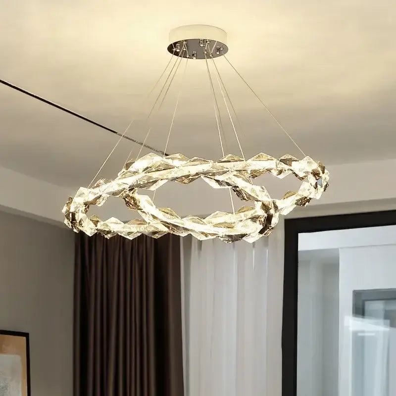 Modern gold spiral crystal chandelier pendant light dining room