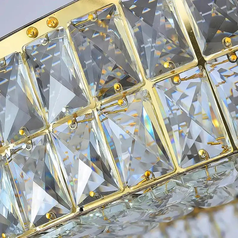 Modern gold rectangular crystal chandelier pendant light dining room