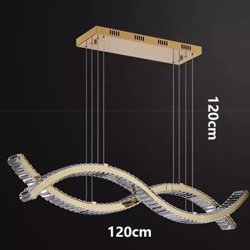 Modern gold rectangular crystal chandelier pendant light dining room
