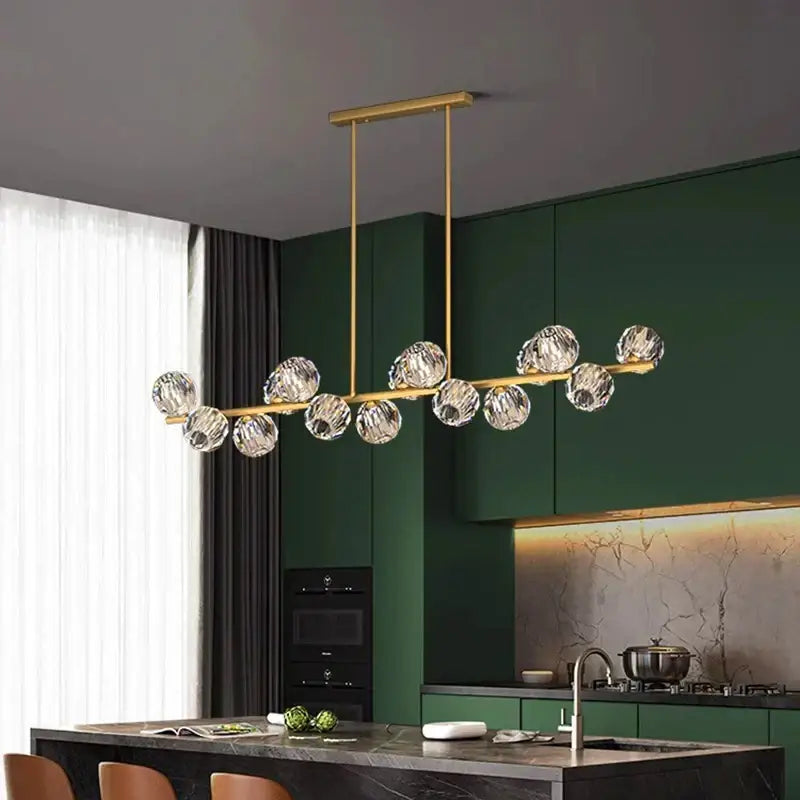 Modern gold crystal chandelier pendant light for dining room