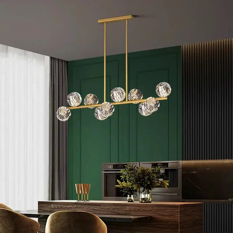Modern gold crystal chandelier pendant light for dining room