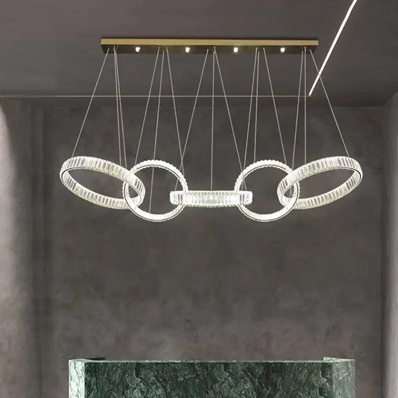 Modern interlocking crystal chandelier pendant light dining room