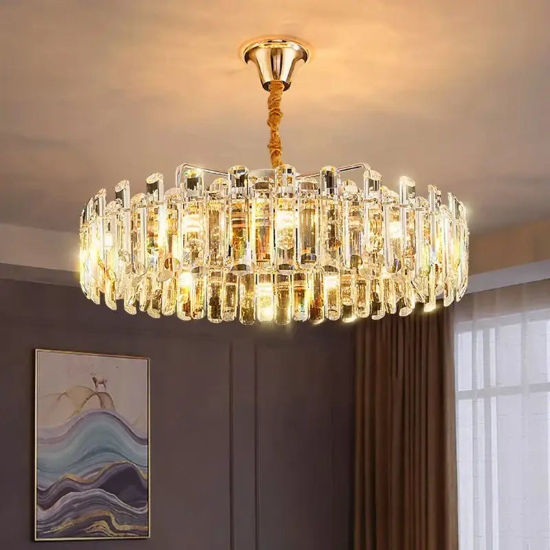 Modern circular crystal chandelier pendant light for dining room