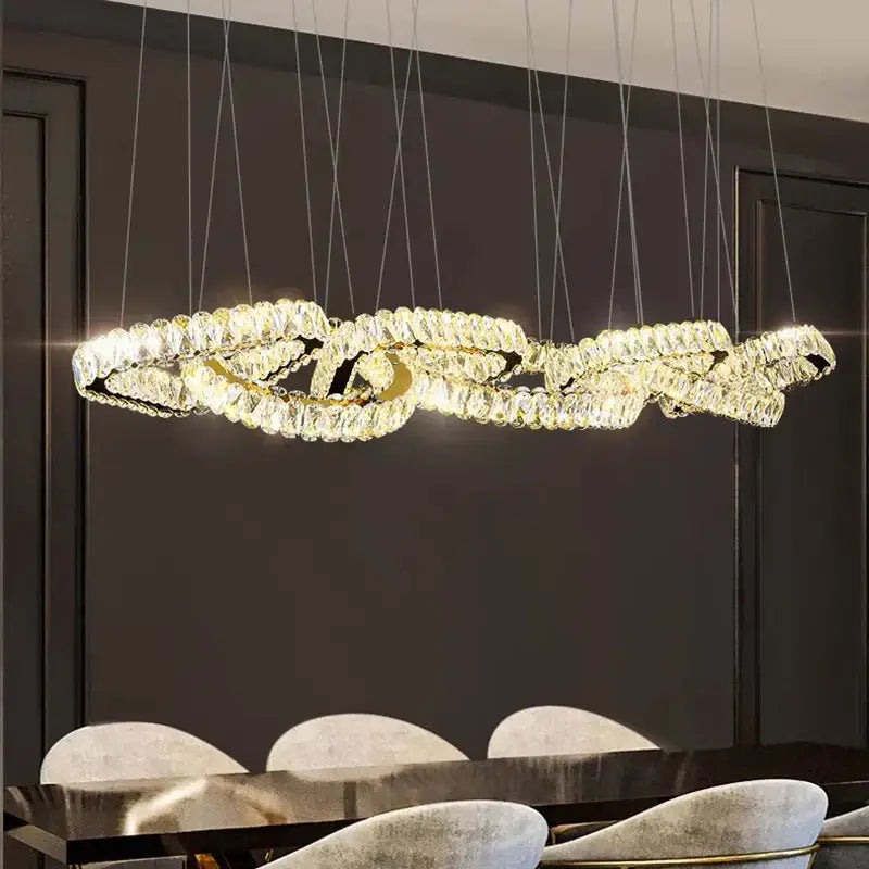Modern gold crystal chandelier pendant light for dining room