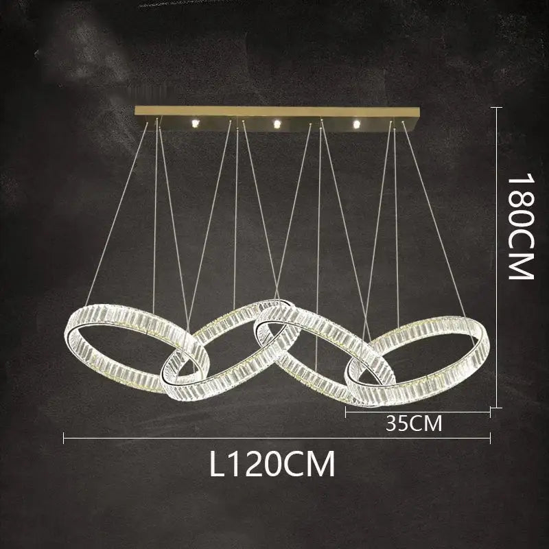 Modern interlocking crystal chandelier pendant light dining room