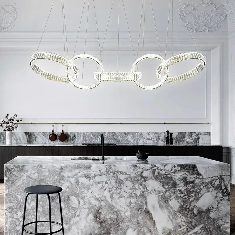 Modern interlocking crystal chandelier pendant light dining room