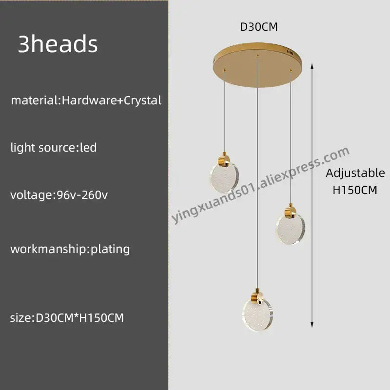 Modern gold crystal chandelier pendant light staircase decor