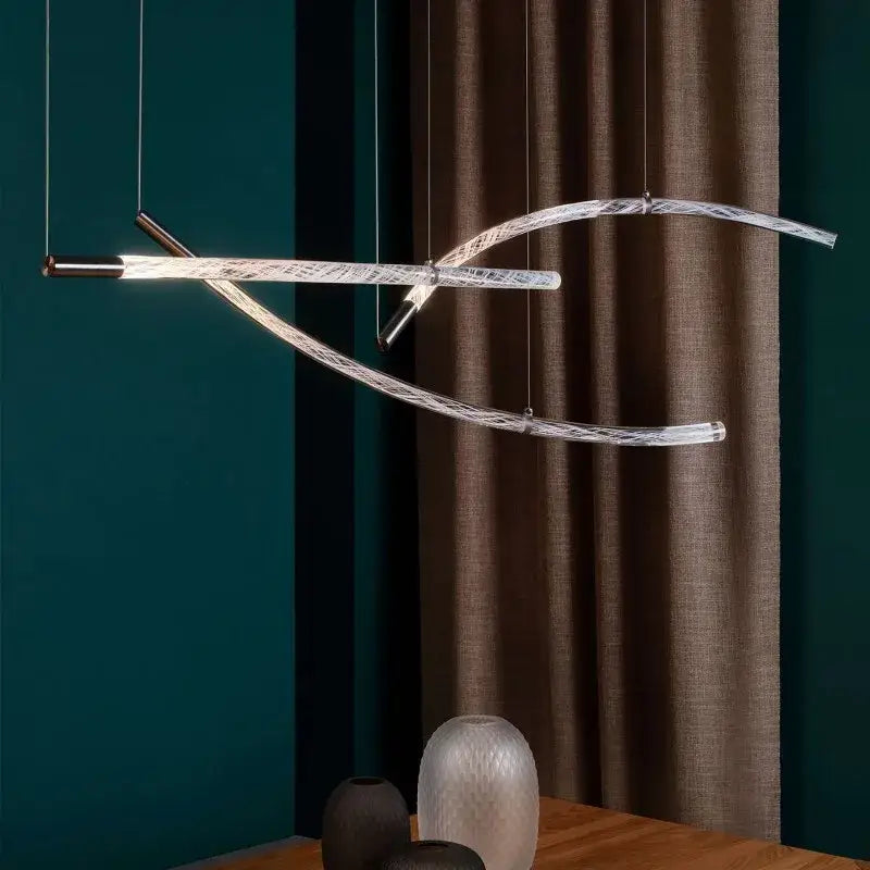 Modern minimalist metallic crystal chandelier pendant light dining room