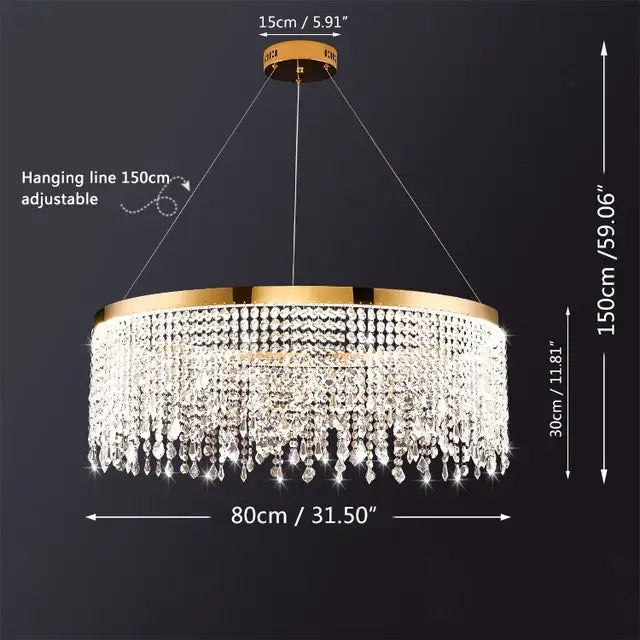 Modern gold crystal chandelier pendant – dining room led fixture