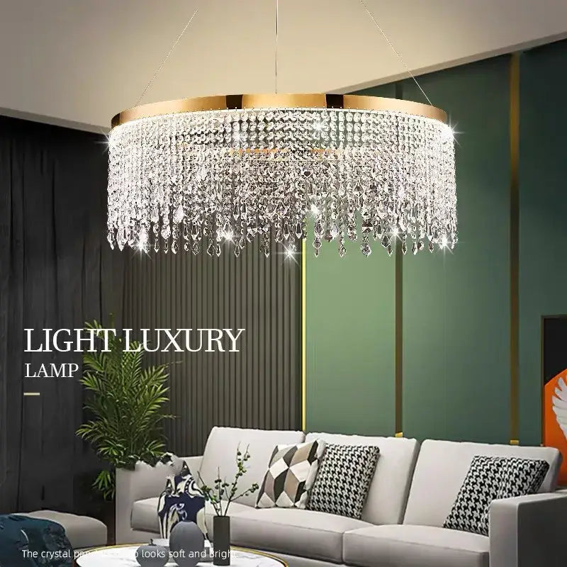 Modern gold crystal chandelier pendant – dining room led fixture