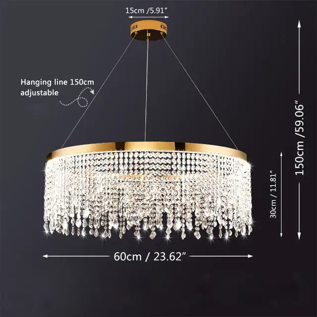 Modern gold crystal chandelier pendant – dining room led fixture